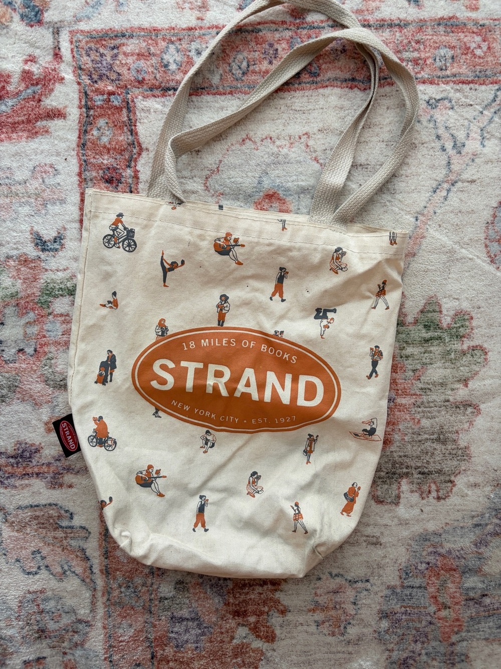 The Strand Canvas Tote Bag in Cream with Orange Logo | 100% cotton